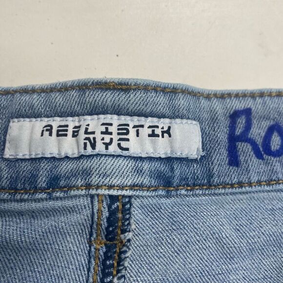 REELISTIK NYC Men’s Stacked Denim Distressed Jeans Size 38 Light Washed Blue - Picture 7 of 11